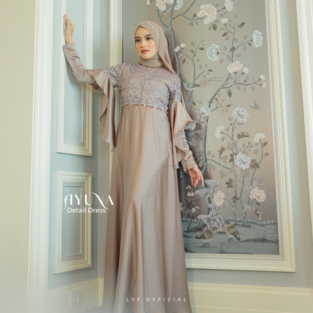 Jual Ayuna Dress Gaun Baju Kondangan Lamaran Bridesmaid Pesta Tunangan Maternity Wanita Muslimah