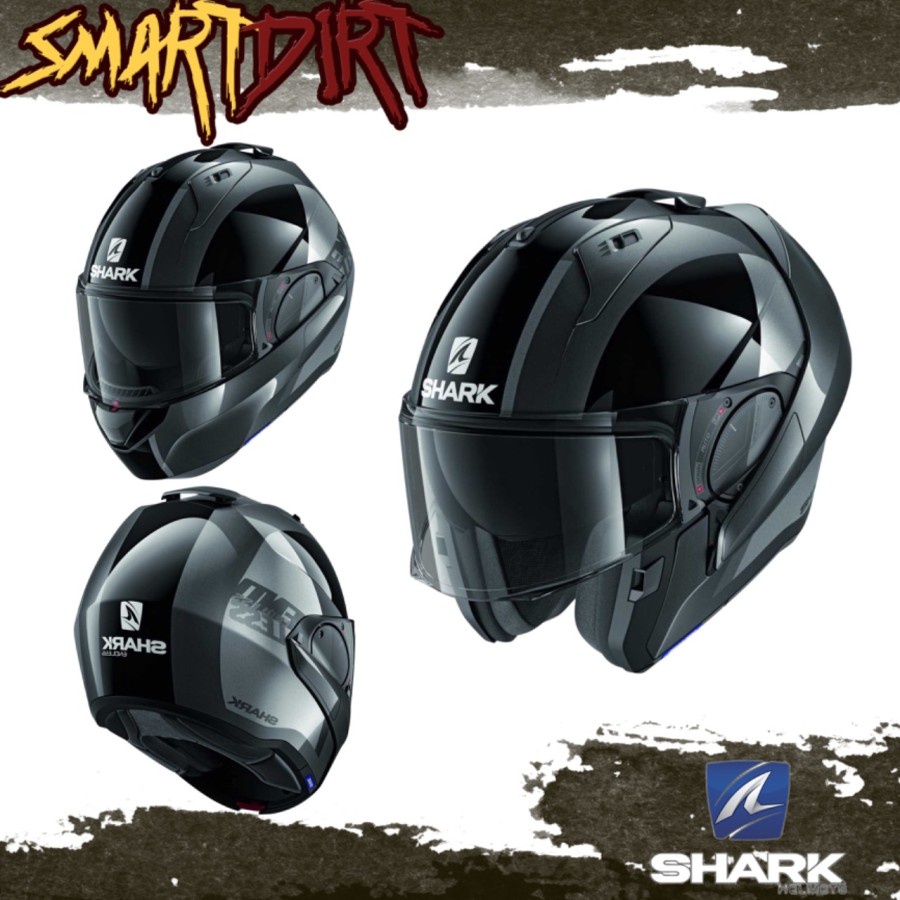 Jual HELM SHARK EVO ES ENDLESS GREY BLACK HELM MOTOR MODULAR SHARK