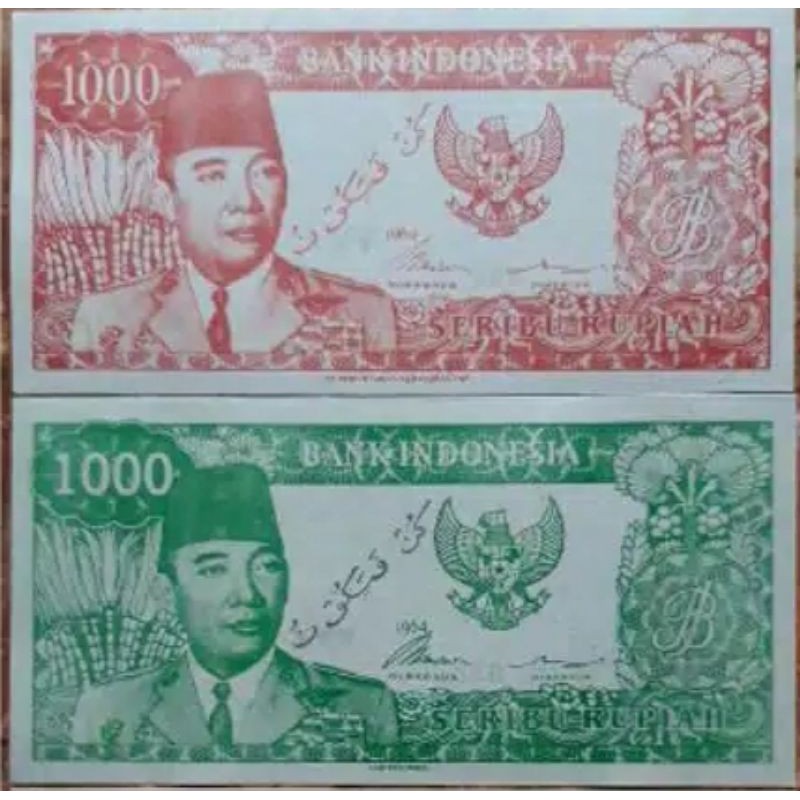 Jual Uang Kertas 1000 Rupiah Soekarno Tahun 1964 Melengkung Souvenir