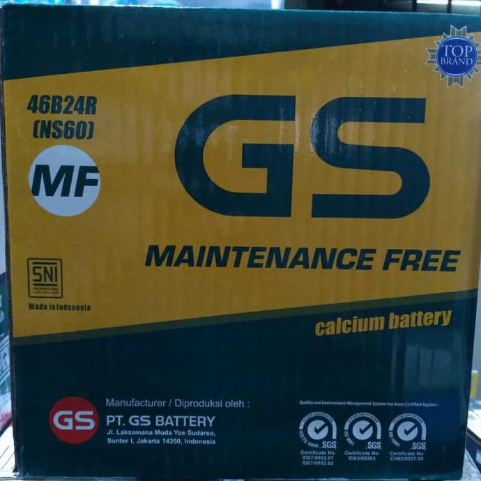 Jual Aki Mobil / Battery GS ASTRA Type GS MF 46B24R / NS60 12V 45AH