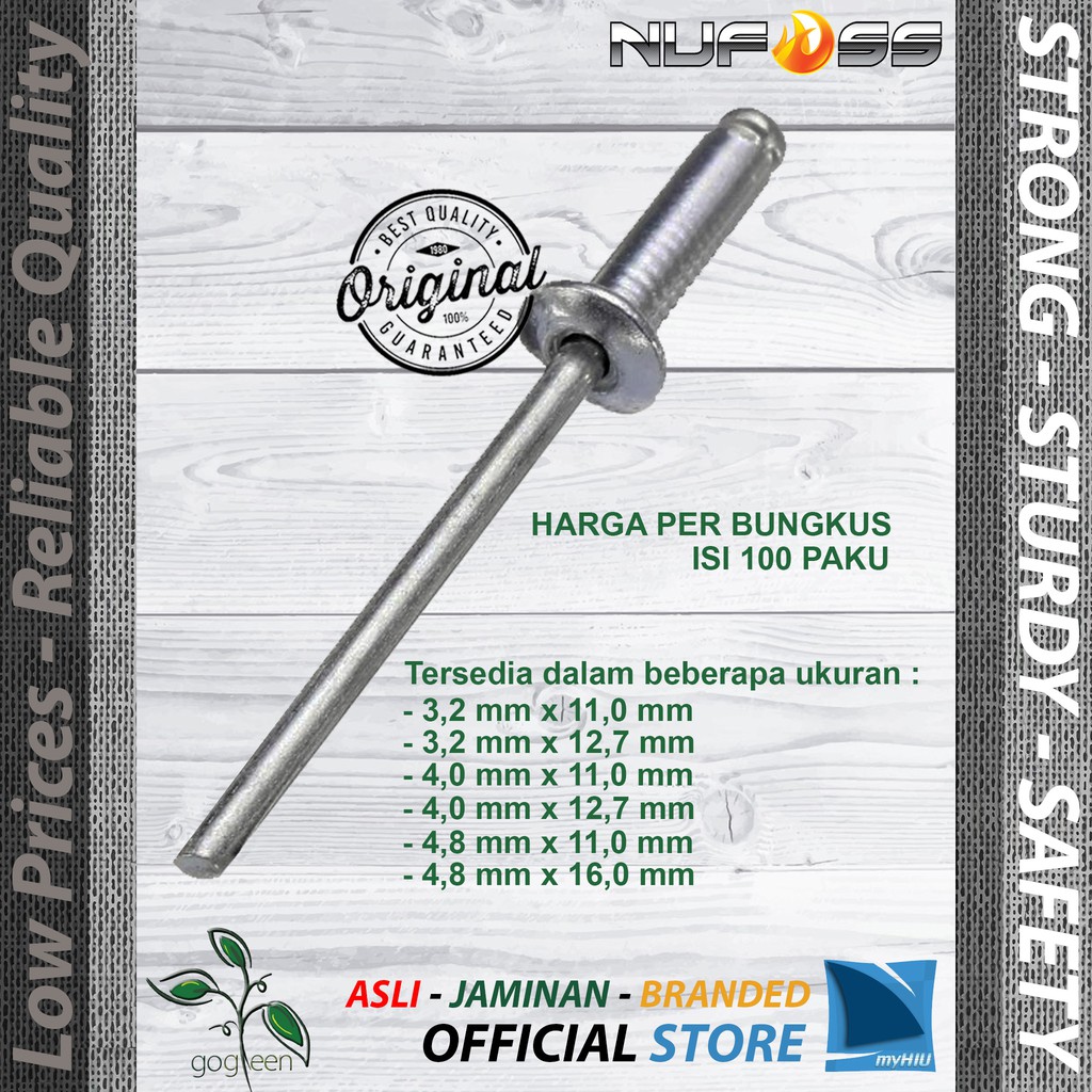 Jual Paku Rivet Mm Isi Paku Ripet Tembak Riveter Nail