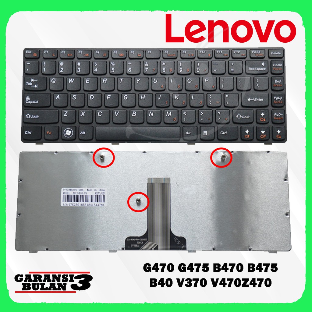 Jual KEYBOARD LAPTOP LENOVO G470 G475 B470 B475 B490 V370 Z470 | Shopee ...