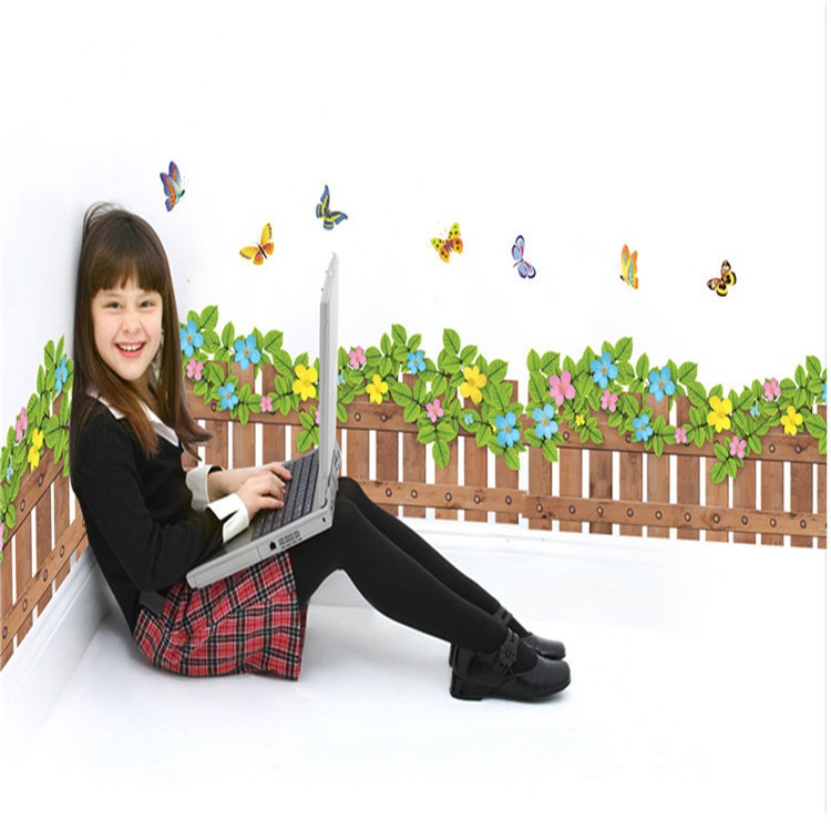 RELIZA WALLSTICKER RUMPUT PAGAR BUNGA GREEN GRASS FLOWER JM8262 STIKER DINDING / WALL STICKER