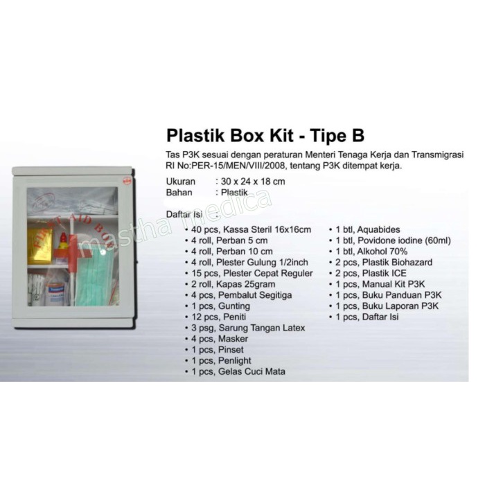 Jual Laihoshope Kotak P3K+Isi Lengkap Dinding Tembok Plastik Box Kit ...