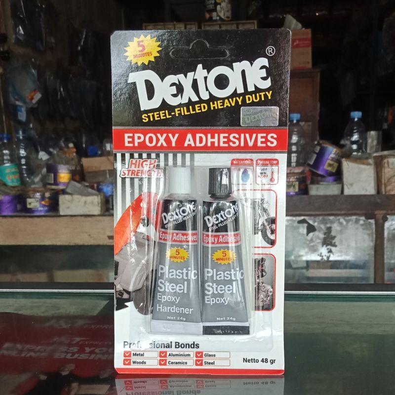 Jual Dextone lem epoxy adhesive lem baja besi tembaga plastik keramik