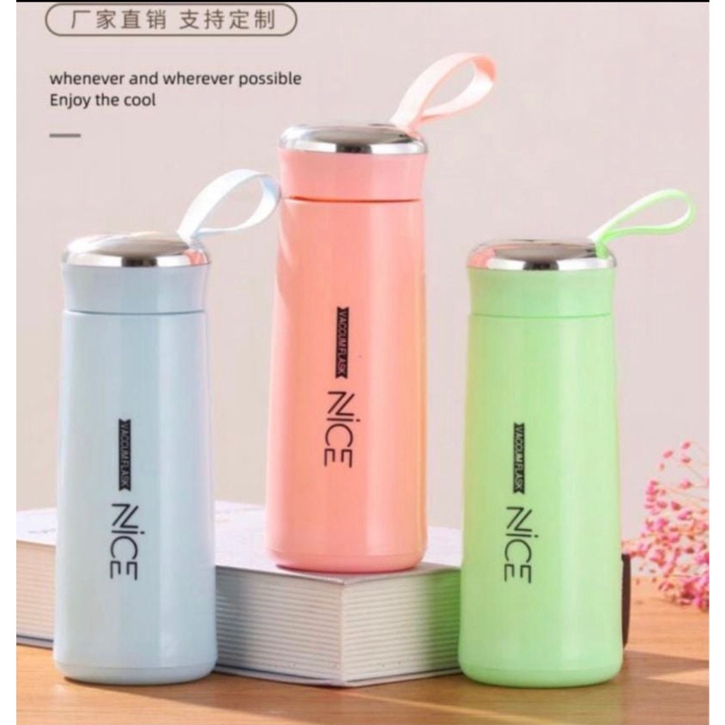 Jual Botol Minum Kaca Glass TERMOS Nice Import 400ml / BOTOL NICE - BPA ...