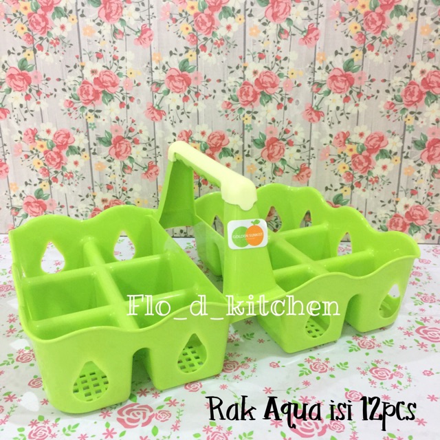 Jual Rak Aqua Gelas 12pcs Plastik Hijau Shopee Indonesia 3687