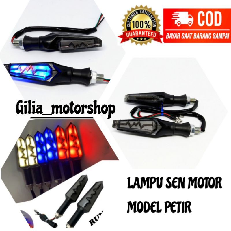 Jual Lampu Sen Motor Model Petir 2 sisi Running Standby 2 Warna Led ...