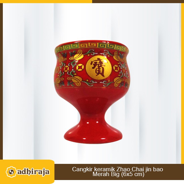 Jual Cawan kaki keramik Zhao Chai Jin Bao merah Big (6x5cm) | Shopee ...