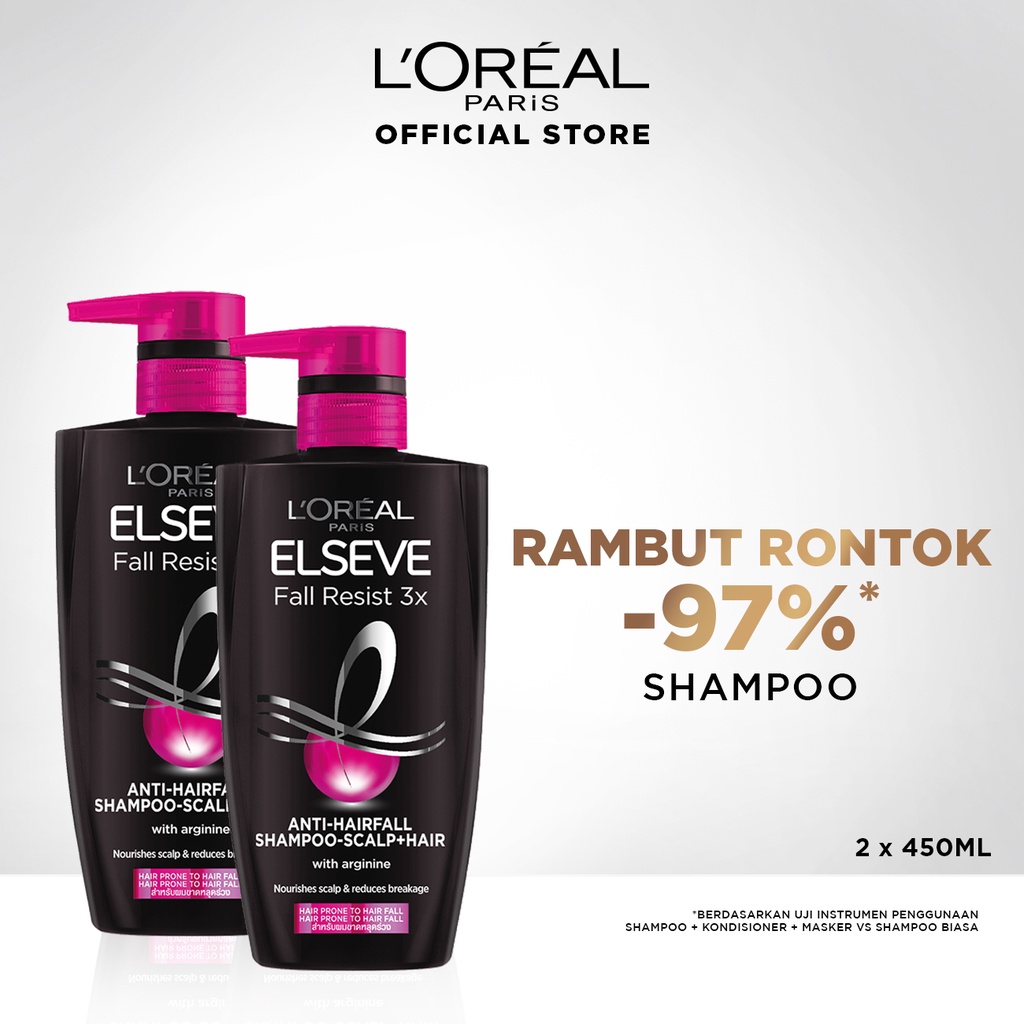 Jual L'Oreal Paris Fall Resist 3x Shampoo 410mlx2Pcs Hair Care