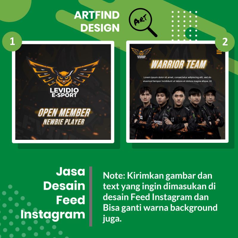 Jasa desain Post Konten Feed IG Instagram Satuan Murah Kekinian Tema E-Sport Part 1