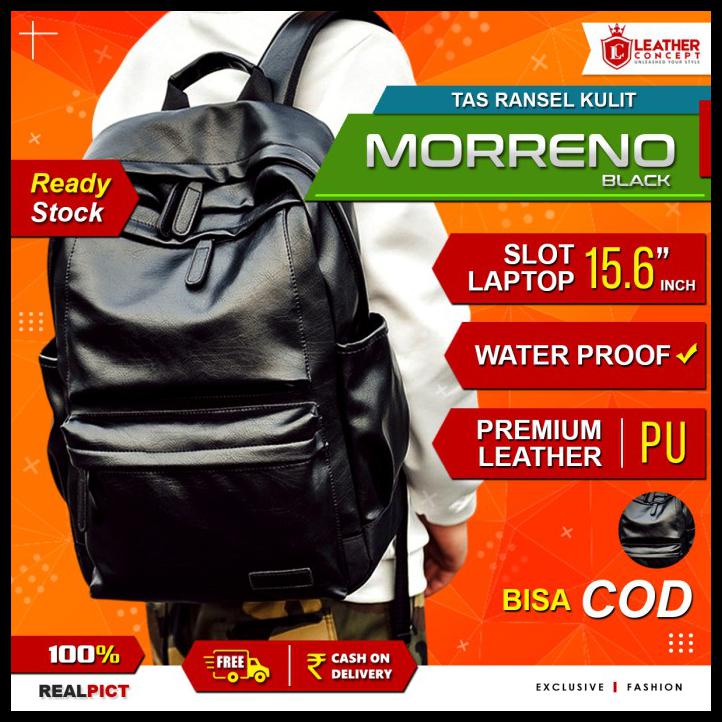 Jual Ransel Kulit Pria Morreno (Black) | Shopee Indonesia