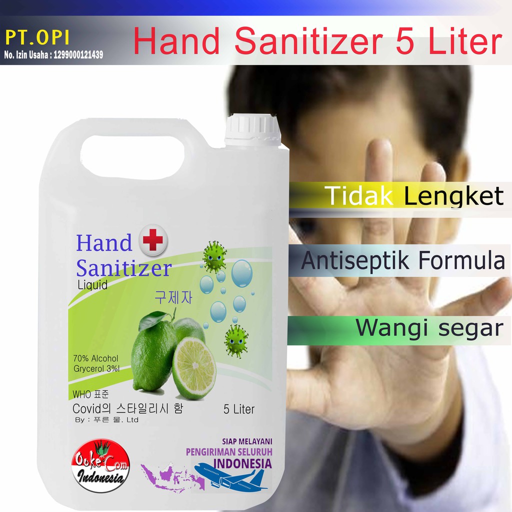 Jual Hand Sanitizer Kesehatan 5 Liter Cair Dan Gel Tidak Lengket Dan ...