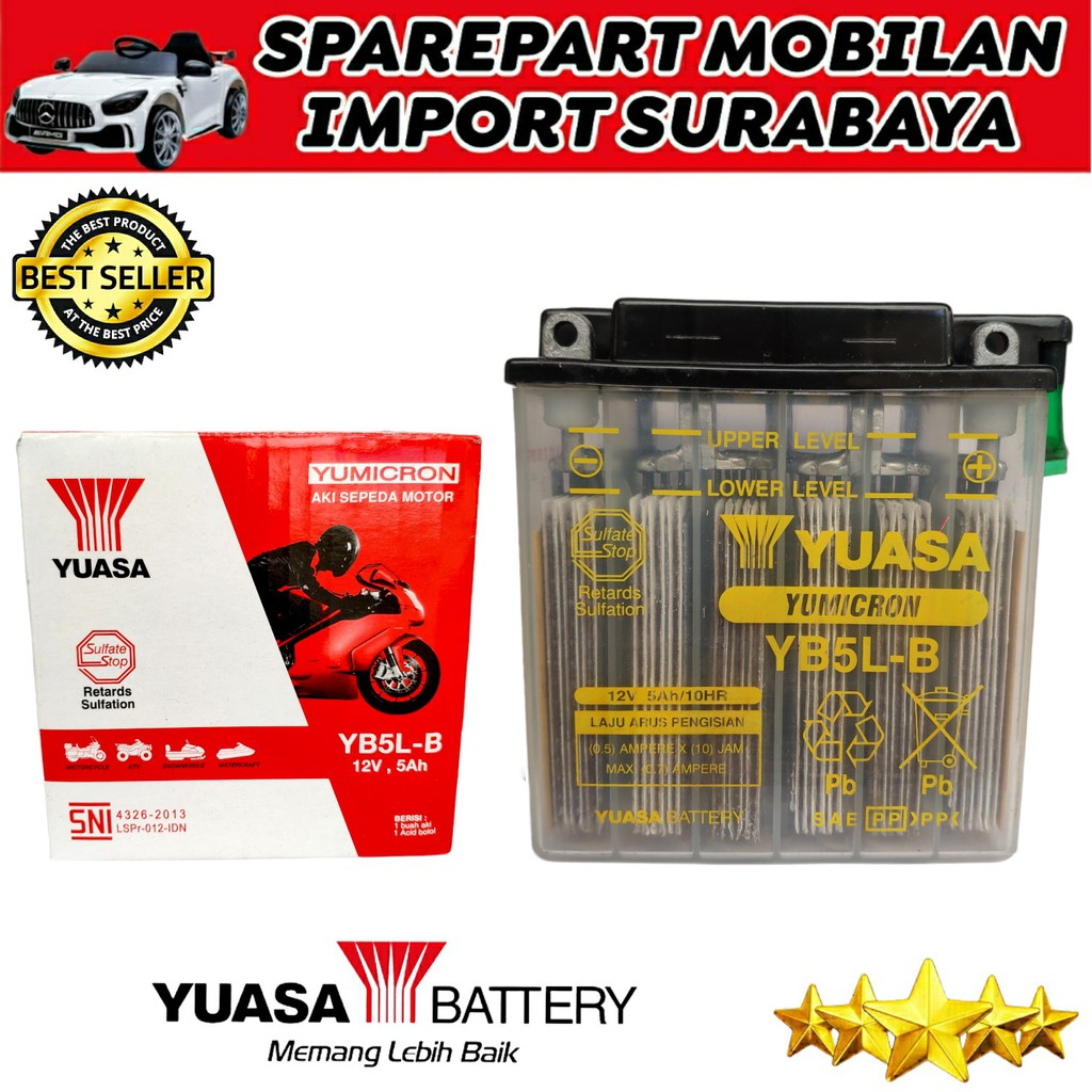 Jual ASLI ORIGINAL YUASA YB5LB YAMAHA MIO SPORTY ASTREA GRAND AKI BASAH