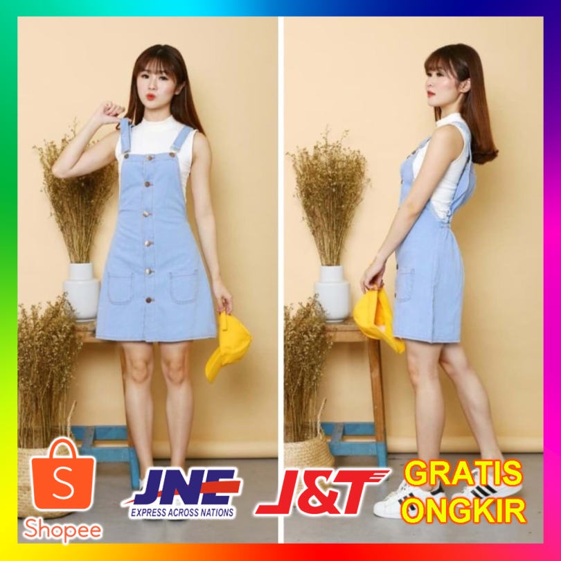 Jual New Trend! [Overall Rok Jeans soft blue RO]Overall wanita washed ...
