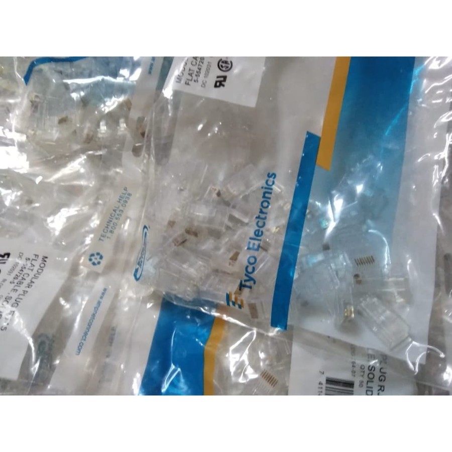 Jual Konektor RJ45 AMP / Connector RJ 45 AMP isi 50pcs Kualitas Bagus ...