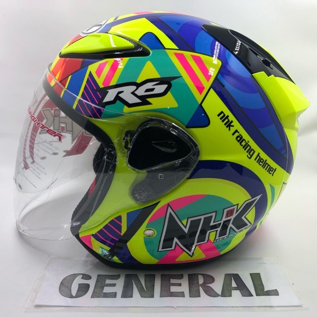 Jual Helm NHK R6 Motif Pigment Yellow Fluorecent Kuning Flo Stabilo ...