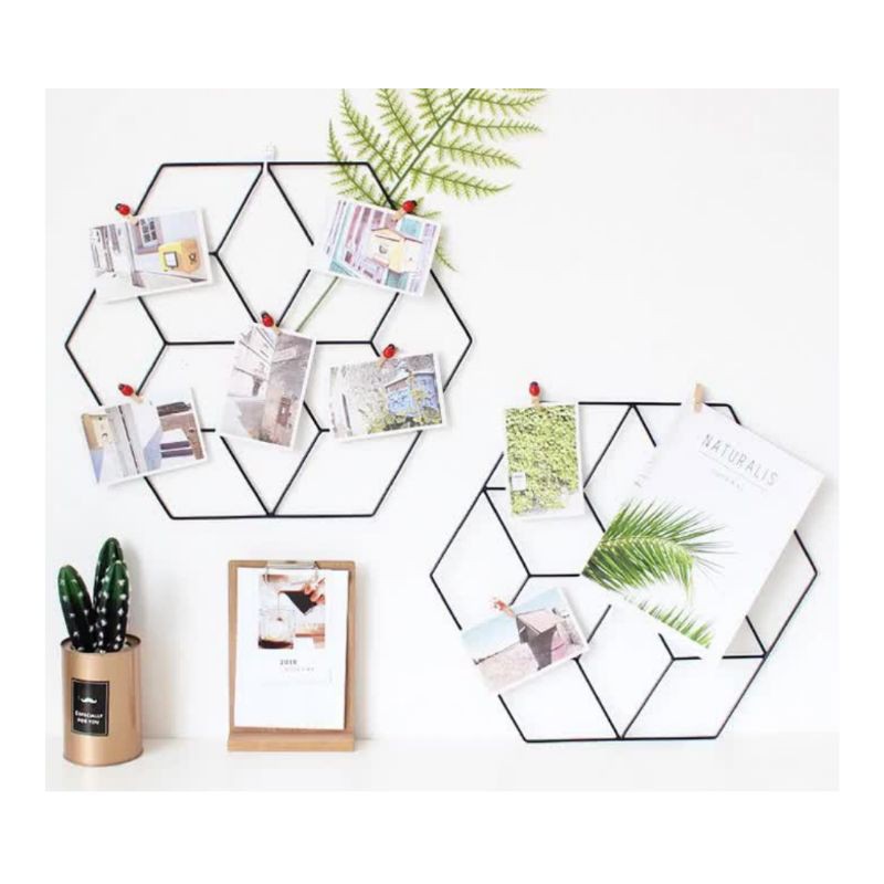 Jual wall grid hexagonal hitam unik ram dekorasi rumah hiasan dinding ...