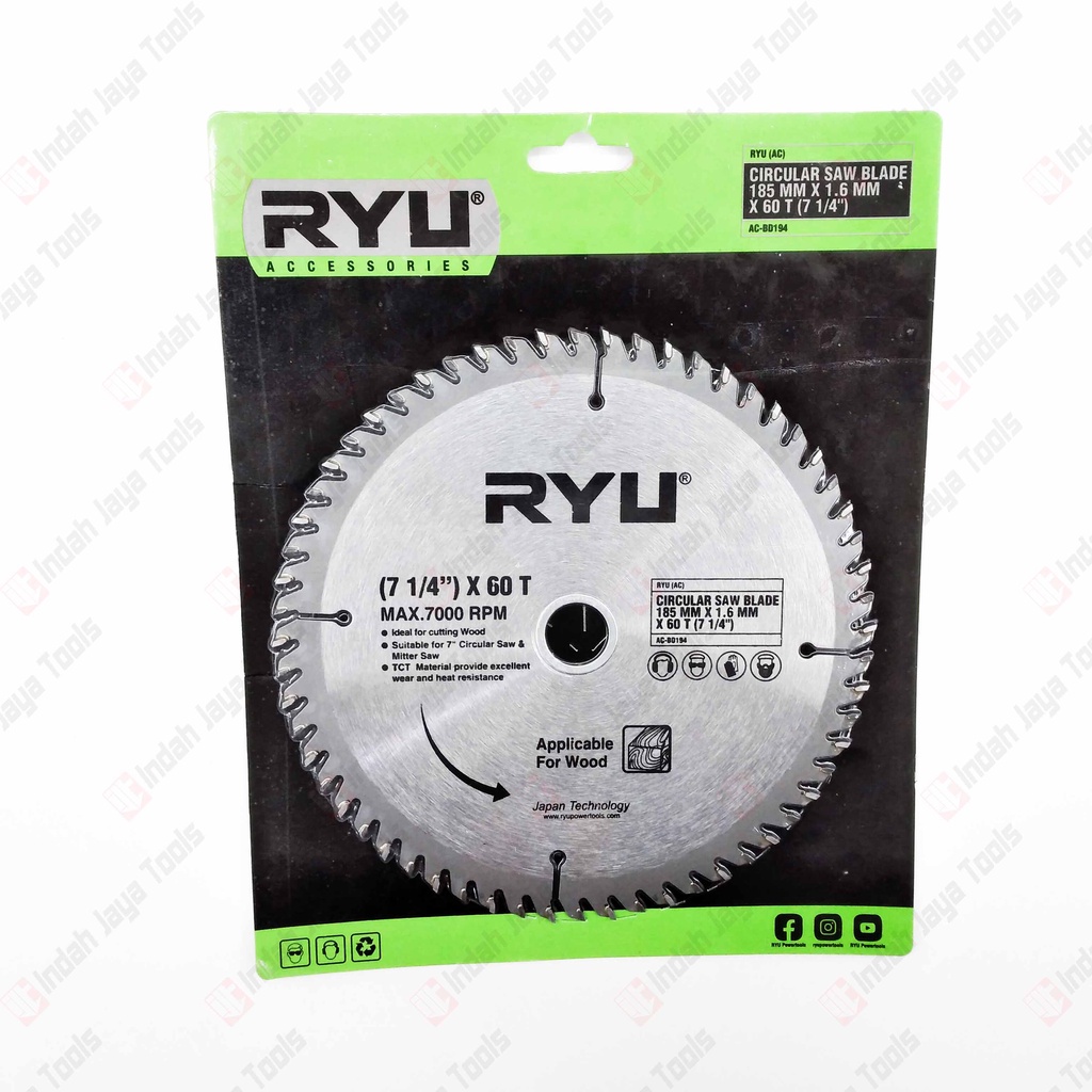 Jual RYU 7 X 60T Circular Saw Blade - Mata Pisau Potong Gergaji Kayu ...