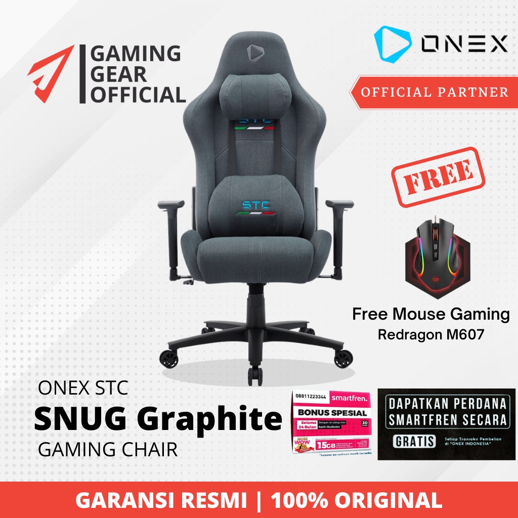 Jual [100% ORI] ONEX STC SNUG SERIES GAMING CHAIR - GRAPHITE | Shopee ...