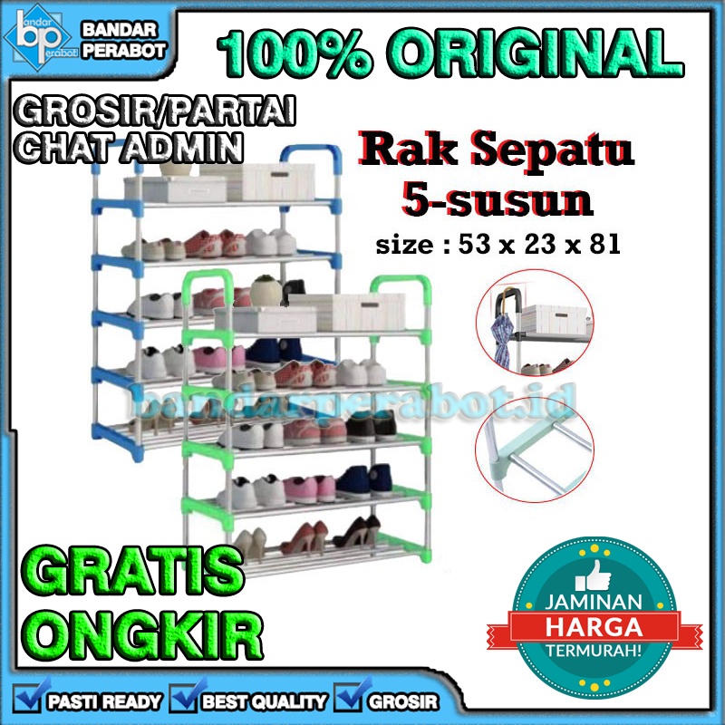 Jual [BP] RAK SEPATU 5 SUSUN ALUMUNIUM BESI STAINLESS STEEL KUAT ...