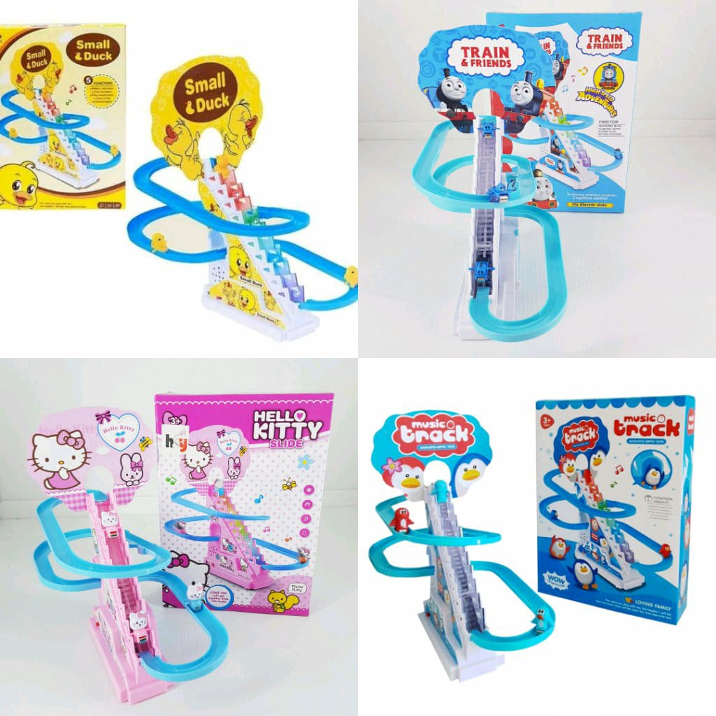 Jual Mainan Anak Jolly Penguin Track Balap Naik Tangga Seluncur Tangga ...