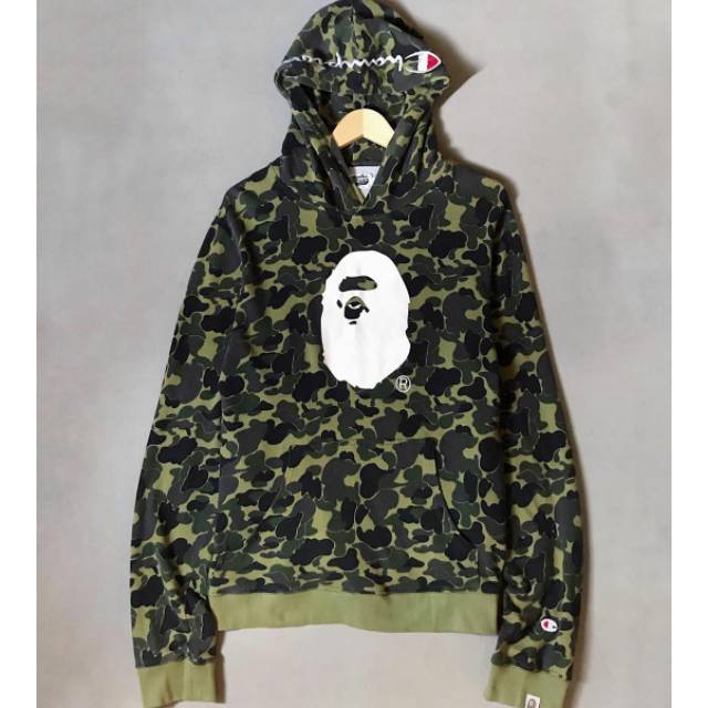 Bape x discount champion camo hoodie