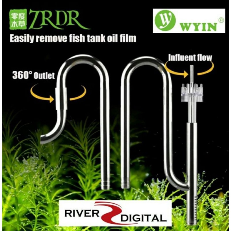 Jual WYIN / ZRDR Lily Pipe Surface Skimmer Upper Stainless Steel 12mm