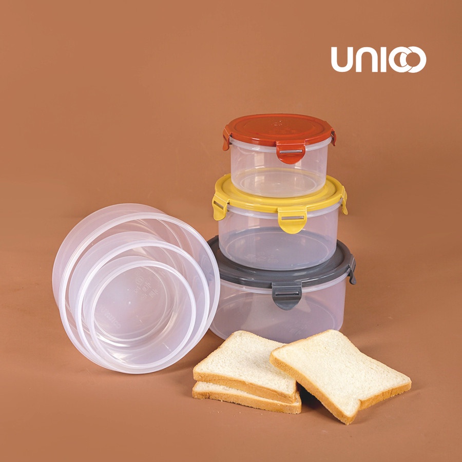 Jual UNICO Rondell Lunch Box Set of 3 | Tempat Makan Plastik Bulat ...