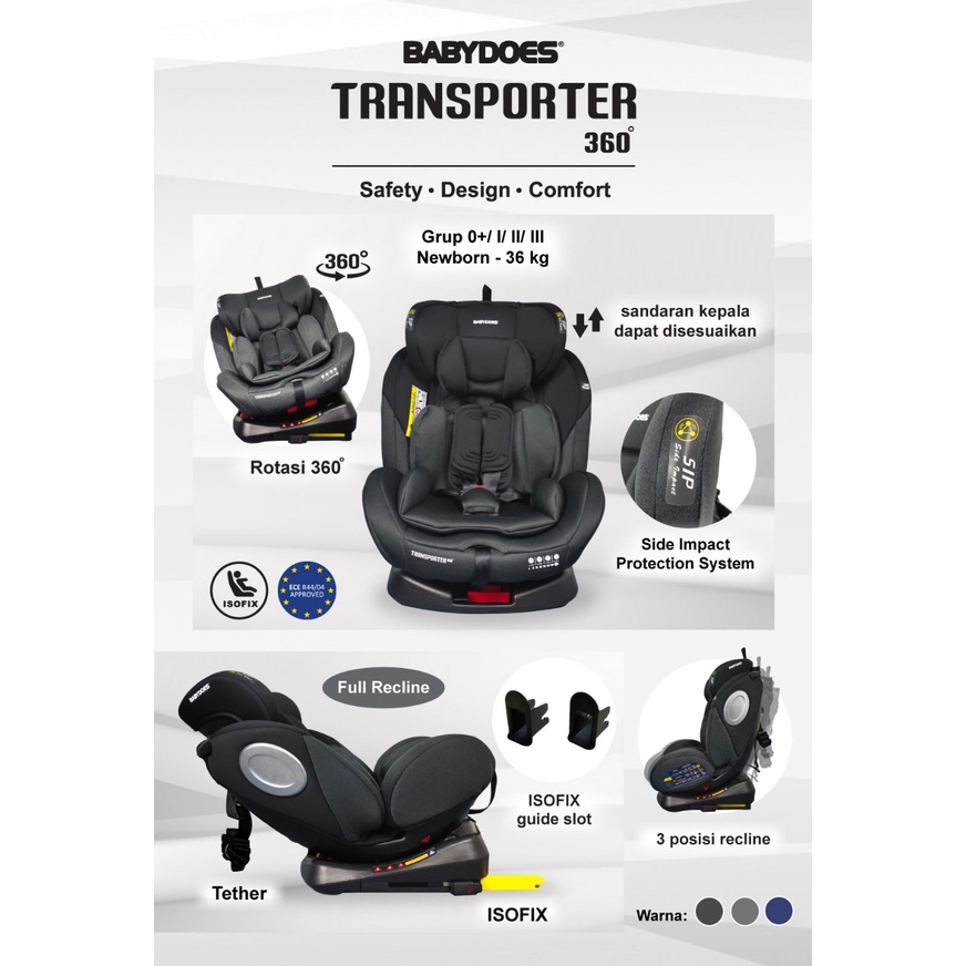 Jual Carseat Babydoes Transporter 360 Isofix Kursi Mobil Bayi