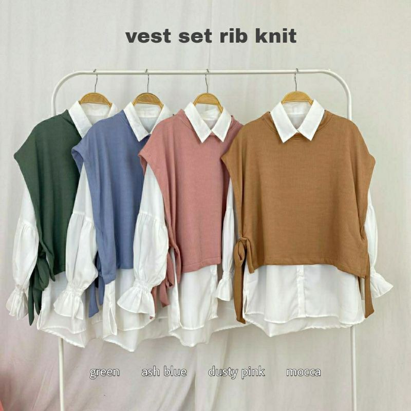 Jual Set Vest (Vest Knit + Kemeja) | Shopee Indonesia