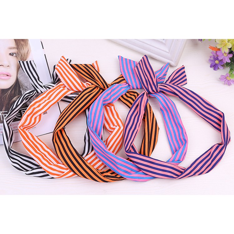 Jual Bandana Rabbit Garis Colour Bando Kawat Lucu Bunny Head | Shopee ...