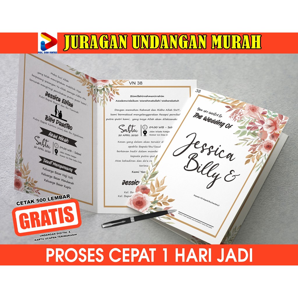 Jual Surat Undangan Pernikahan Murah, Undangan Nikah Cantik, Elegan