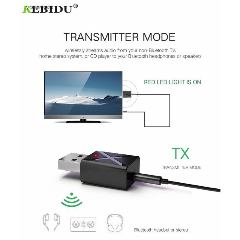 Jual KEBIDU 2 in 1 USB Dongle HiFi Audio Bluetooth Transmitter ...