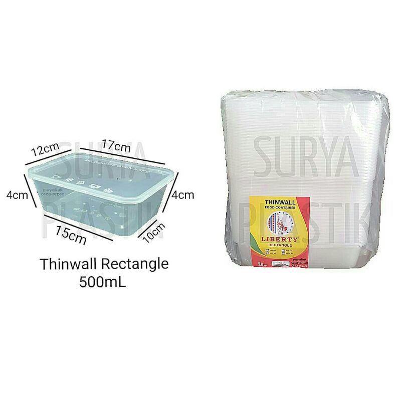 Jual Thinwall 500ml 500 Ml Persegi Panjang Rectangular Kotak Plastik