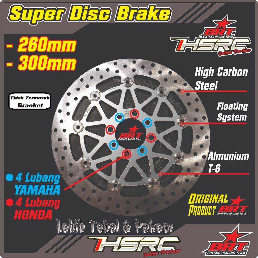 Jual Disc Brake BRT Racing Piringan Rem Cakram Depan 260 300 Mm Yamaha ...