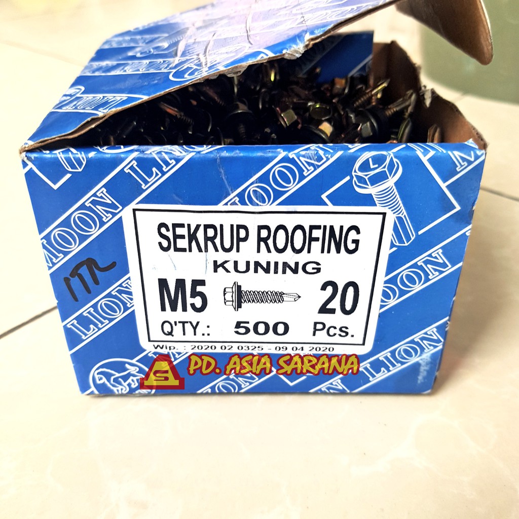 Jual [DUS] Paku Roofing 2cm LION Box Kuning Baut Skrup Holo Atap Sekrup ...