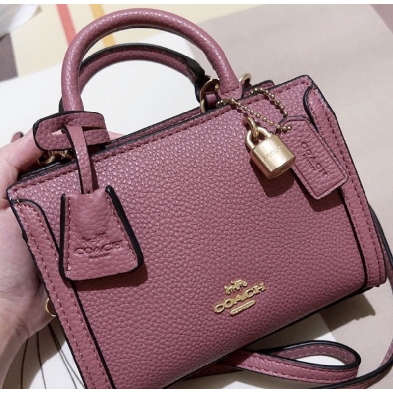 Tas coach micro zoe crossbody in colorblock pink