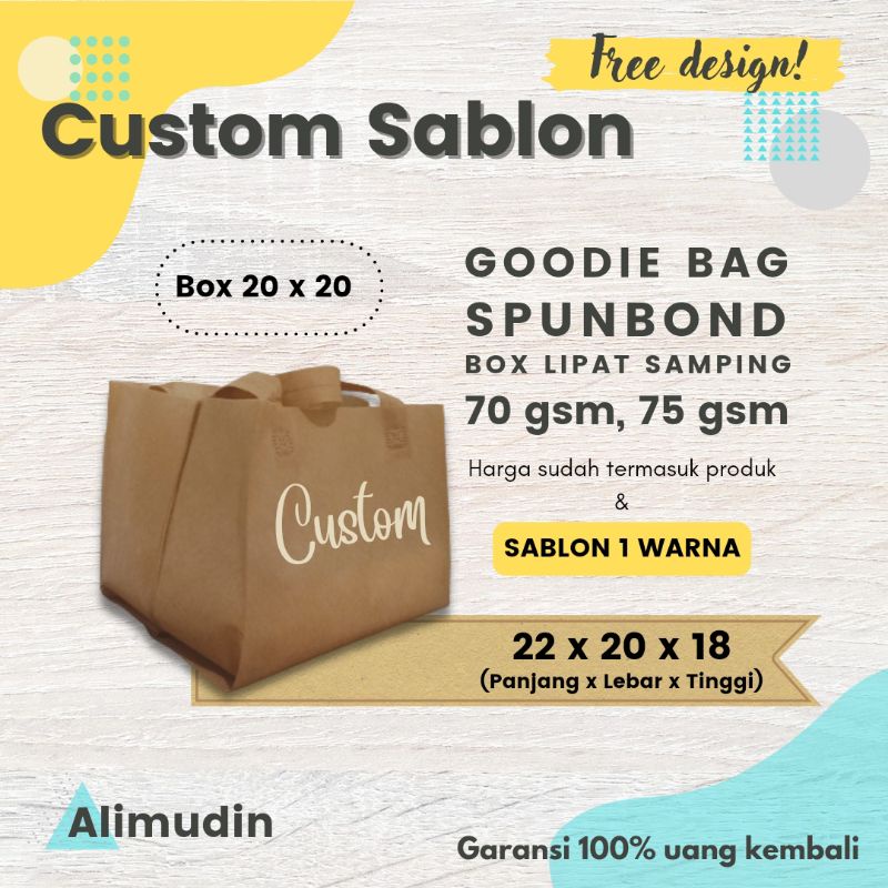 Jual Goodie Bag 20 x 20 Spunbond Box HLS Custom Sablon Shopee Indonesia