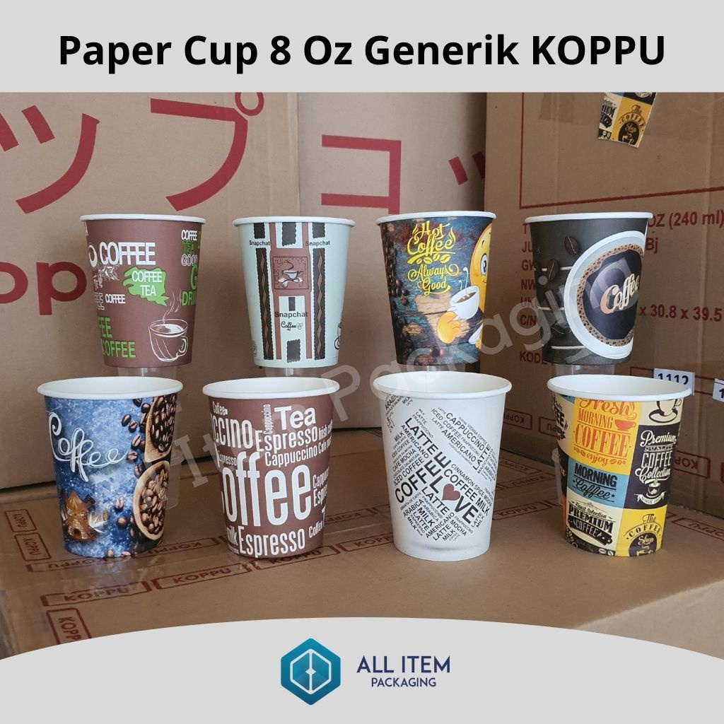 Jual PROMO!!! Paper Cup 8 Oz KOPPU Generik Motif @50 Pcs | Shopee Indonesia
