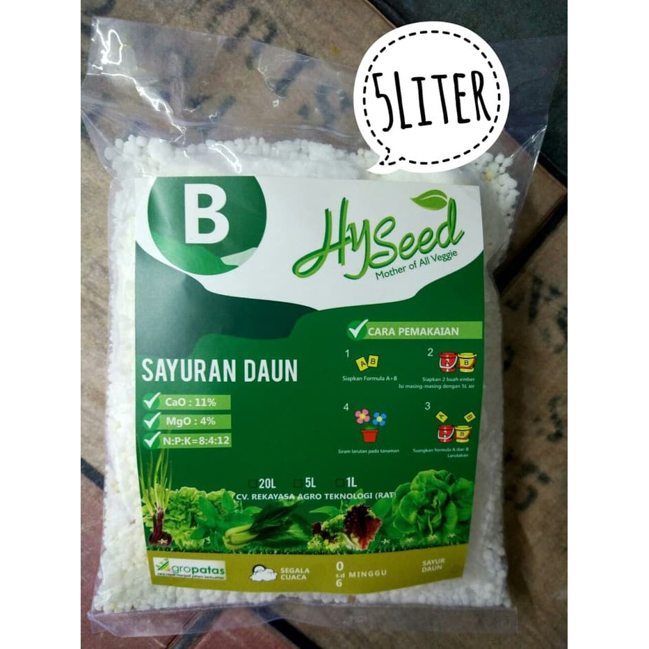 Jual Nutrisi Pupuk Hidroponik AB Mix Sayuran Daun Pekatan 5 Liter ...