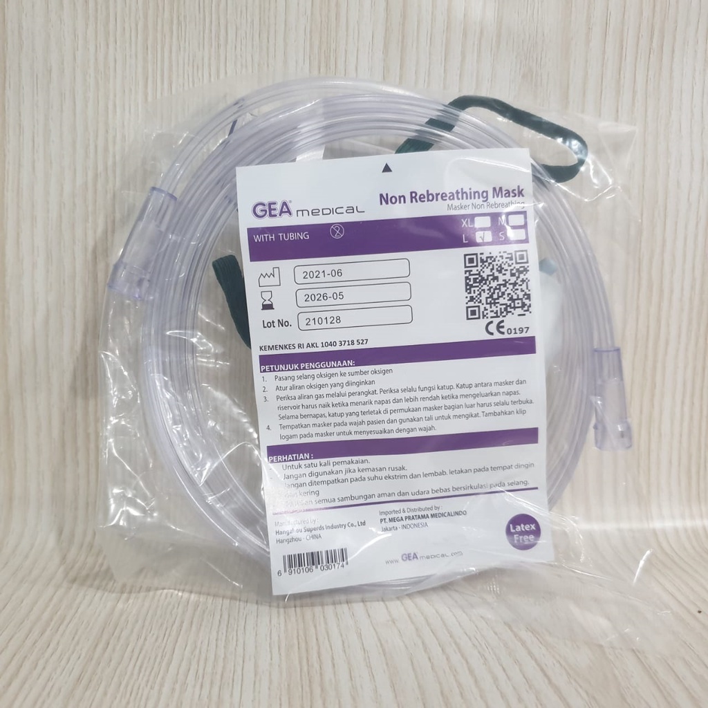 Jual Masker Oksigen NON REBREATHING / Oxygen Mask / Selang Oksigen GEA ...