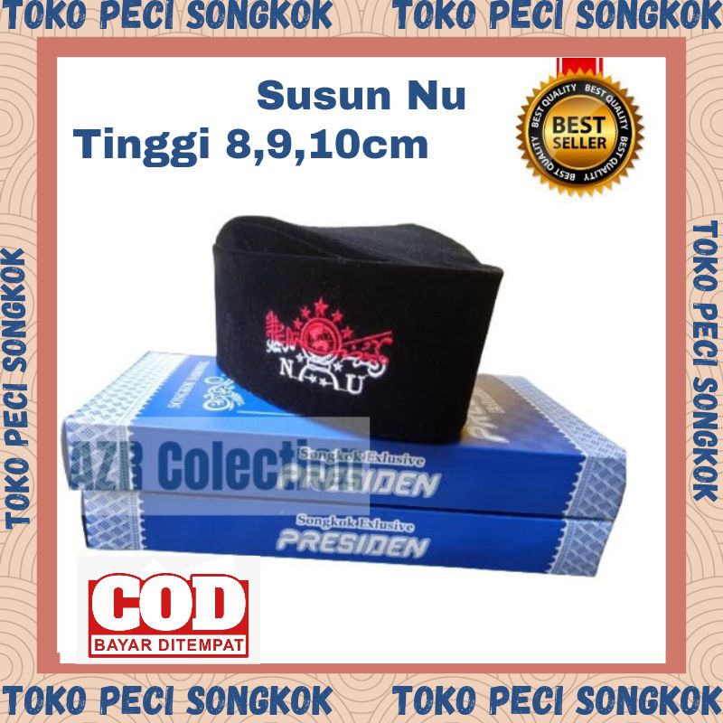 Jual Peci Susun NU Songkok Susun Tinggi 9cm Nu Merah Putih/Kopiah Hitam ...