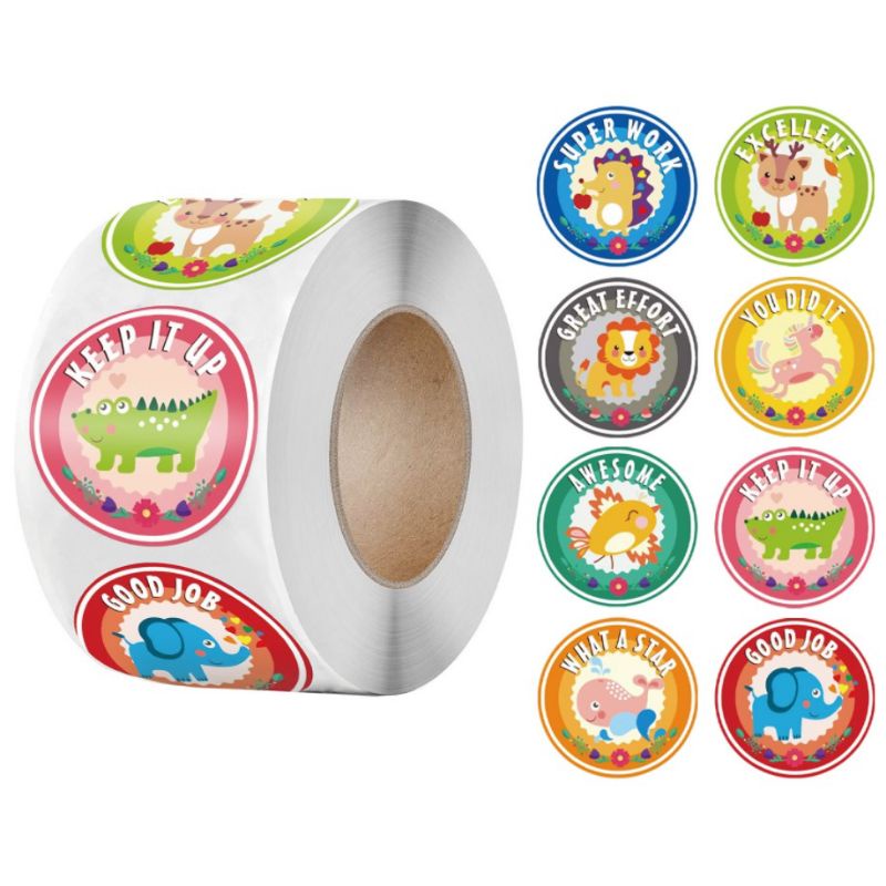 Jual Sticker Label Nilai Binatang Lucu Stiker Reward Anak 500pcs ...