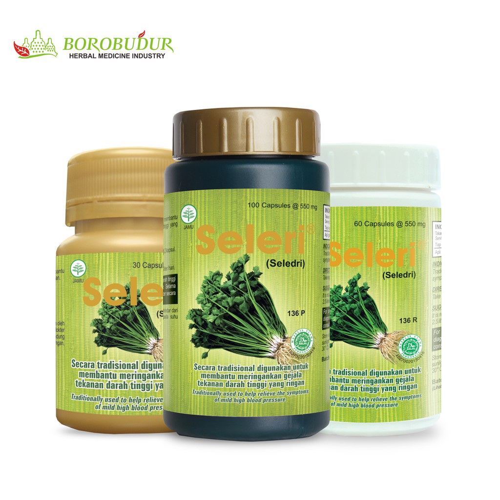 Borobudur Herbal - Secara tradisional digunakan untuk membantu meringankan gejala tekanan darah tinggi yang ringan Seleri Kapsul