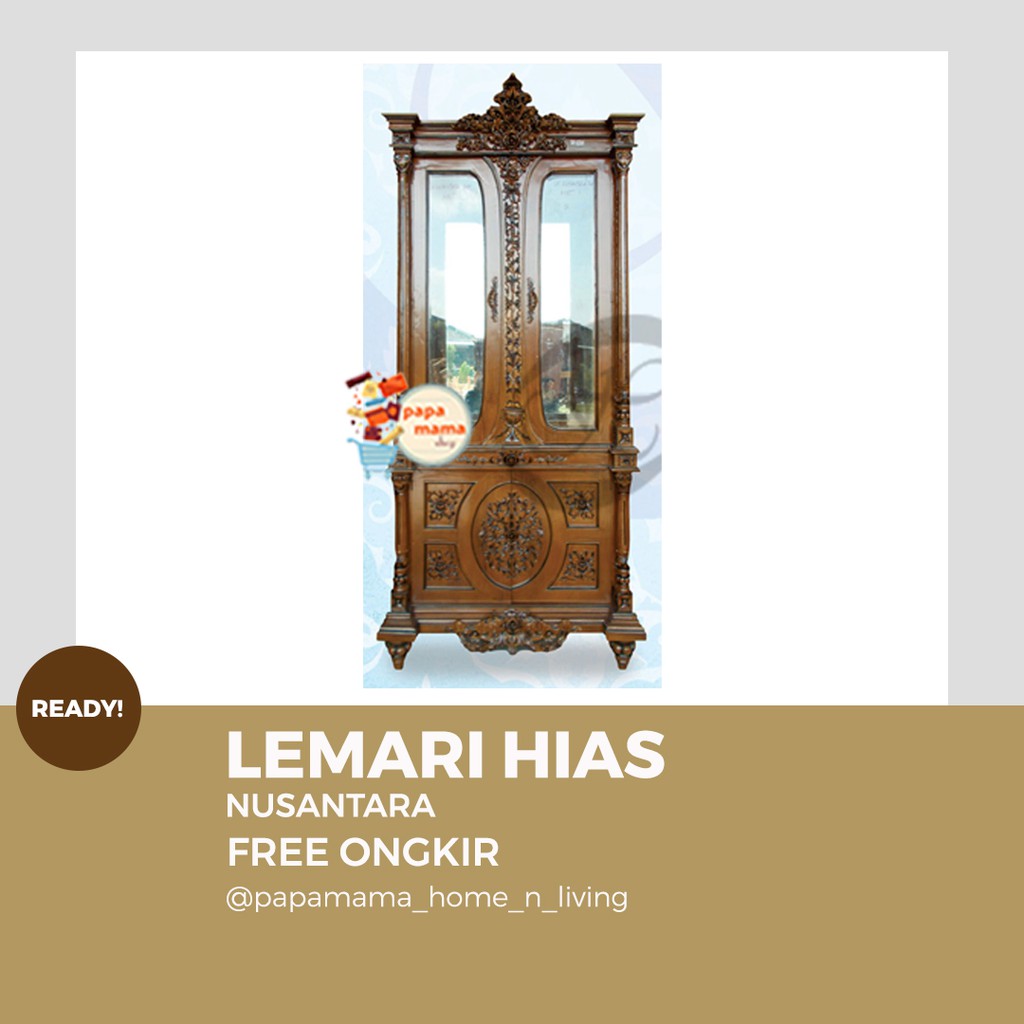 Jual Lemari Hias Kaca Mewah Bahan Kayu Jati Jepara Tipe Nusantara Medan Shopee Indonesia