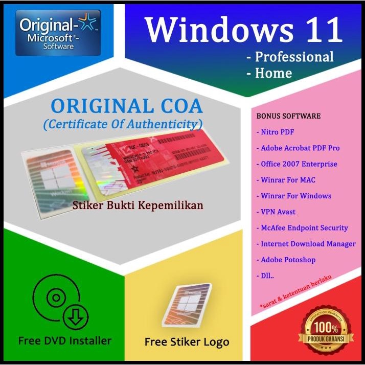 Jual Windows 11 Pro (Sticker Coa Original + Dvd) | Shopee Indonesia