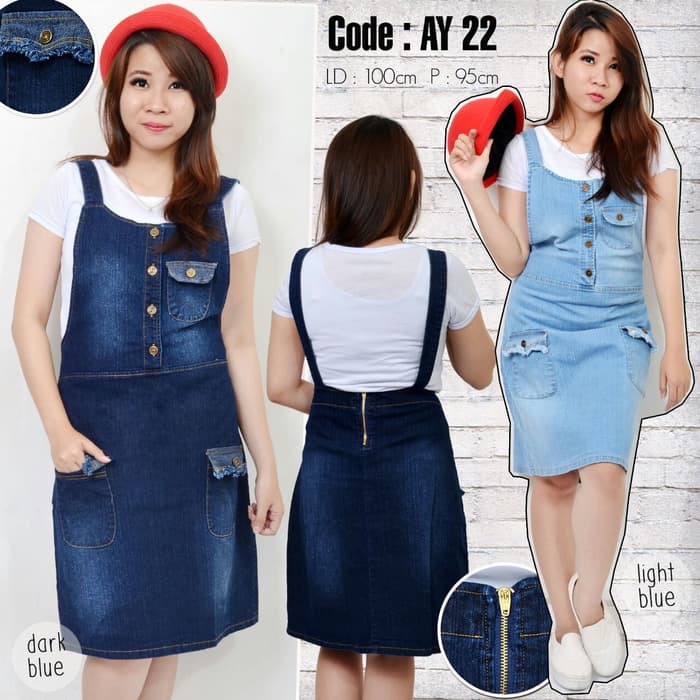 Jual NEW (TERBARU) Overall jumpsuit rok kodok pendek jeans wash ...