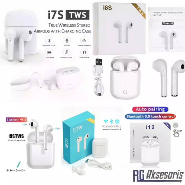 Earphone Bluetooth Cara Guna Airpod I12 Headset Tws I12 I11 I7s