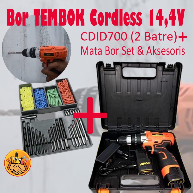 Jual Mesin Bor Tembok Beton Cordless Baterai Hammer Impact Drill Xenon Cdid Shopee Indonesia